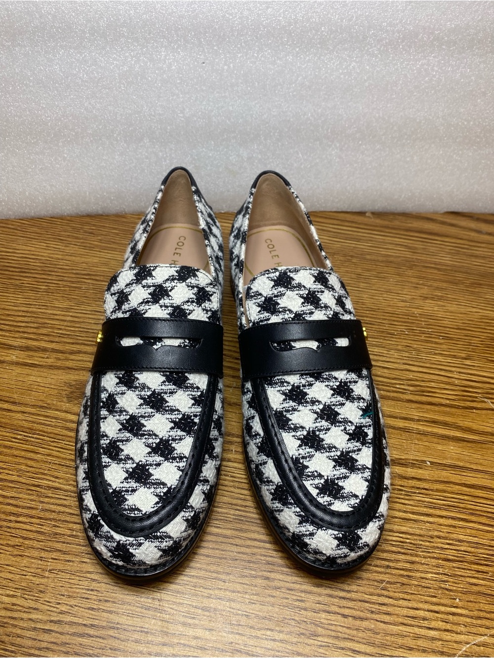 Cole Haan Lux Pinch Penny Loafer Shoes Metallic Houndstooth Women’s Size 8 B New